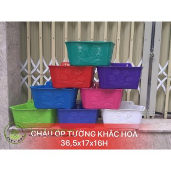 Chậu ốp tường khắc hoa