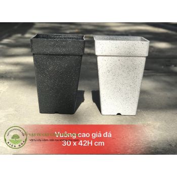 Chậu vuông cao giả đá