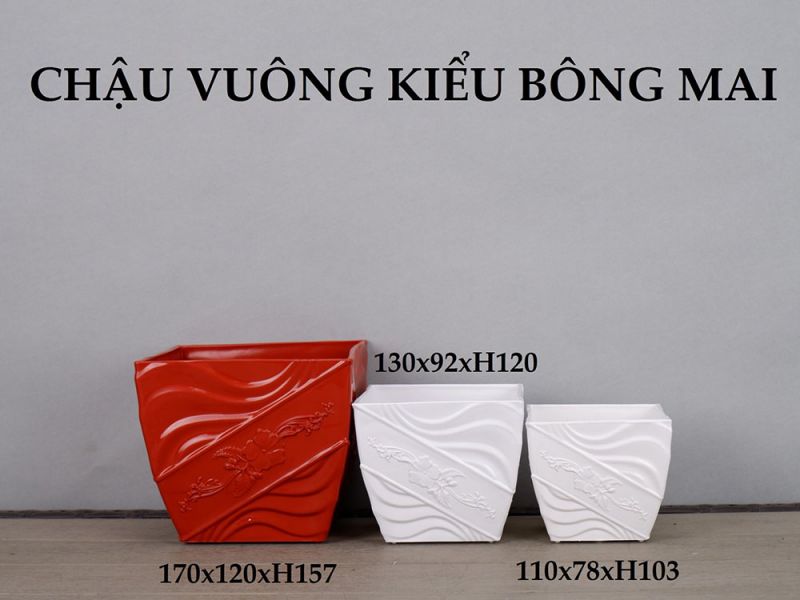 Chậu vuông kiểu bông mai