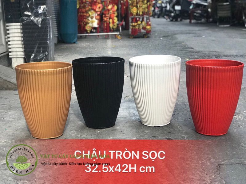 Chậu tròn sọc