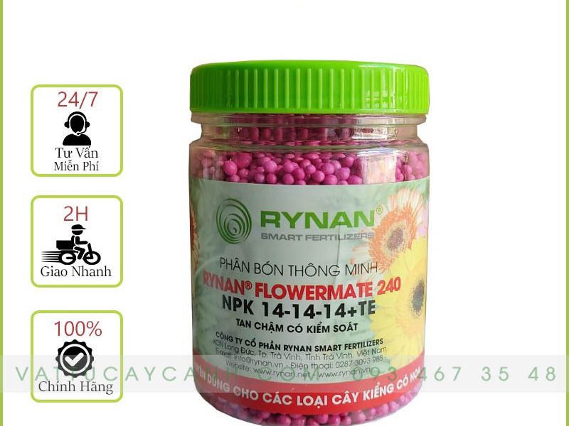 Phân Tan Chậm RYNAN FLOWERMATE 240 NPK 14-14-14+TE Chuyên Dùng Cho Các Loại Cây Kiểng Có Hoa 
