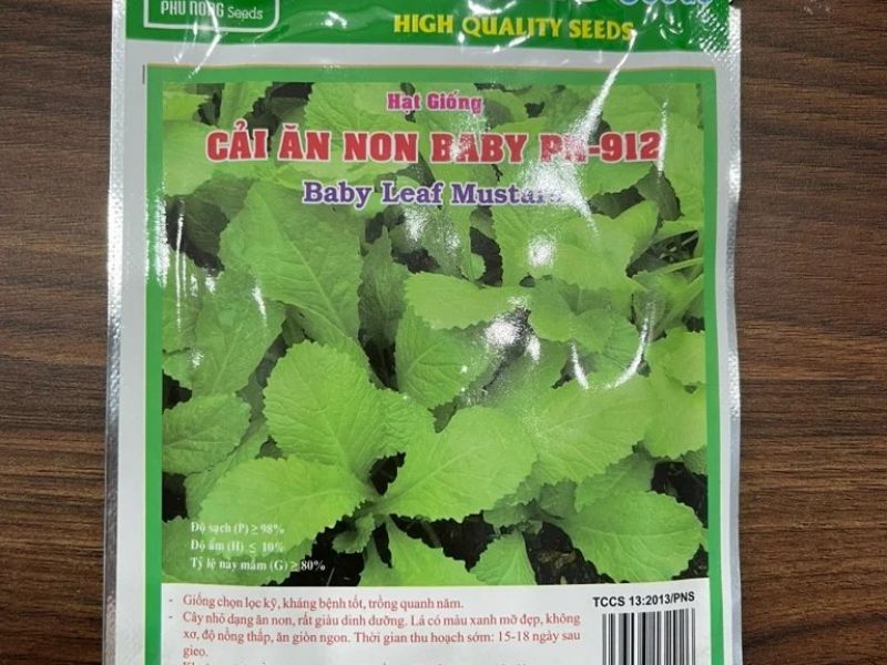 Cải ăn non baby PN912- Phú Nông. gói 20gram