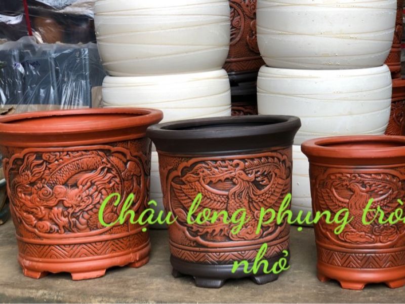 Chậu tròn long phụng